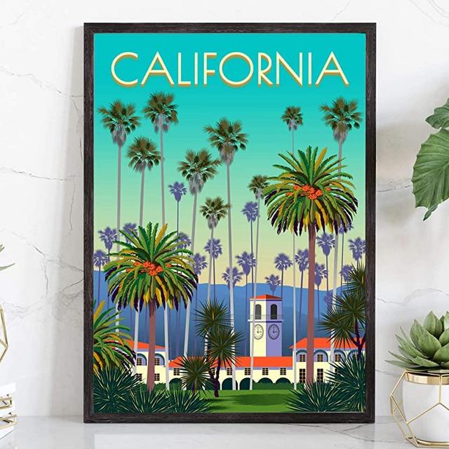 California, Retro Style Travel Poster, Vintage Rustic Poster Print, Home Office Wall Decoration, California State Map Poster - 12 * 18 Inches