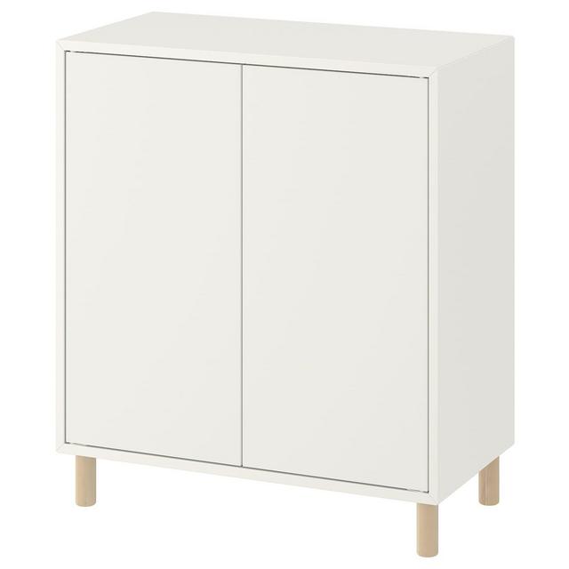 EKET Storage combination with legs, white/wood, 27 1/2x13 3/4x31 1/2 "