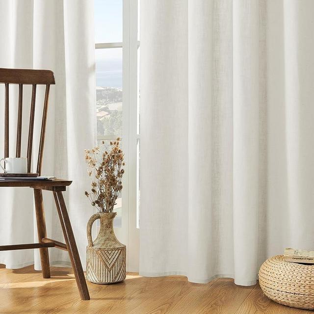 Linen Curtains 96 Inches Long 2 Panel Set, Long Curtains 96 Inches Ivory Living Room Curtains 96 Inches Long Farmhouse Curtains for Living Room,curtains 96 Inches Long Light Filtering Curtains