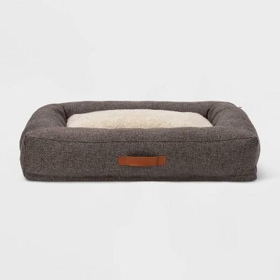 Rectangular Bolster Faux Linen Dog Bed - Boots & Barkley™