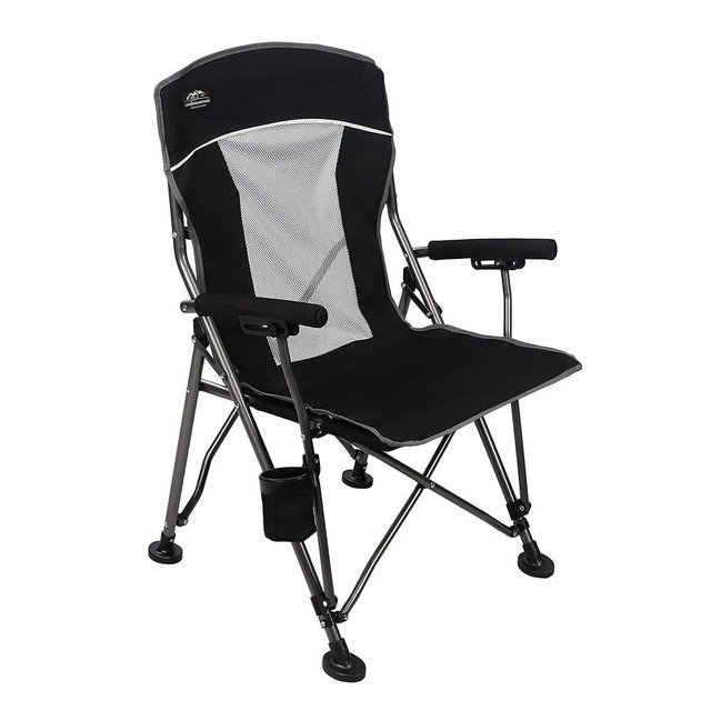 LANMOUNTAIN Camping Chair with Padded Hard Armrest,Cup Holder,Heavy Duty for Adults,Mesh Backrest,Portable Lawn Lightweight Outdoor Camp Chair,Support up to 400lbs