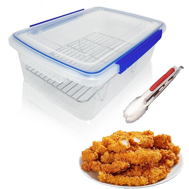HoPliGhe Large Batter Bowl, Batter Breader Shaker Bowl with Lid, No Mess Sifter and Mixer for Fried Chicken,Onion,Fish,Pork,Veggies
