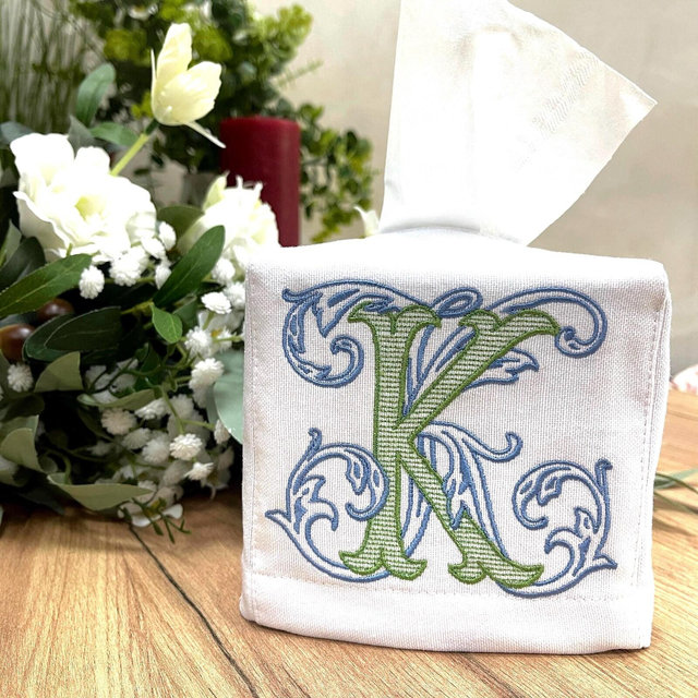 Personalized Linen Tissue Box Cover – Monogrammed Home Décor