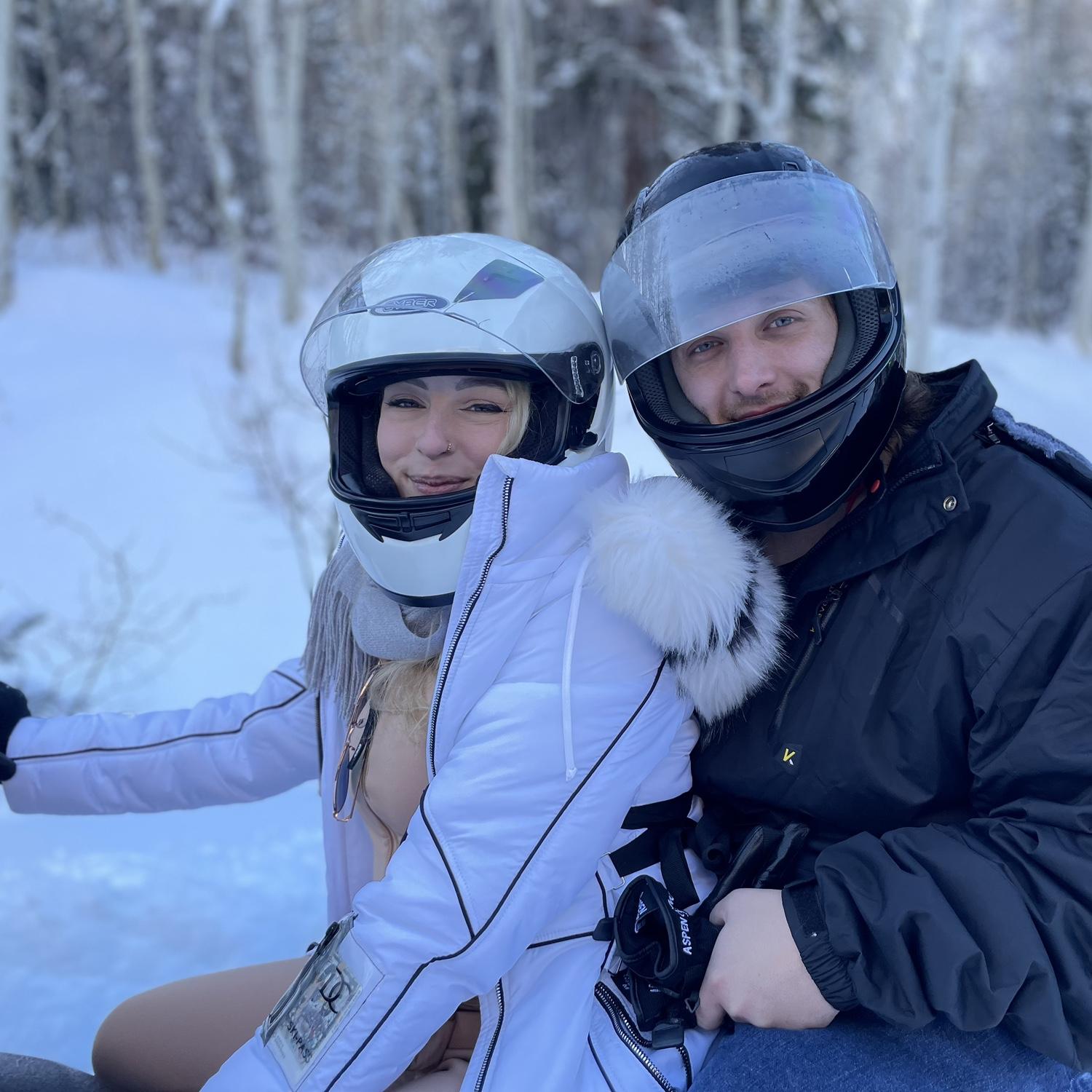 Snowmobiling to the Maroon Bells in Colorado.