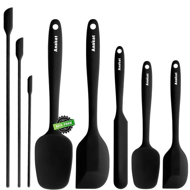 Anaeat Heat Resistant Silicone Spatula Set of 8 - One Piece Seamless Design - Non Stick Rubber Spatulas & Mini Kitchen Scraper Flexible for Non-stick Cookware - Easy Baking, Cooking, Scraping & Mixing