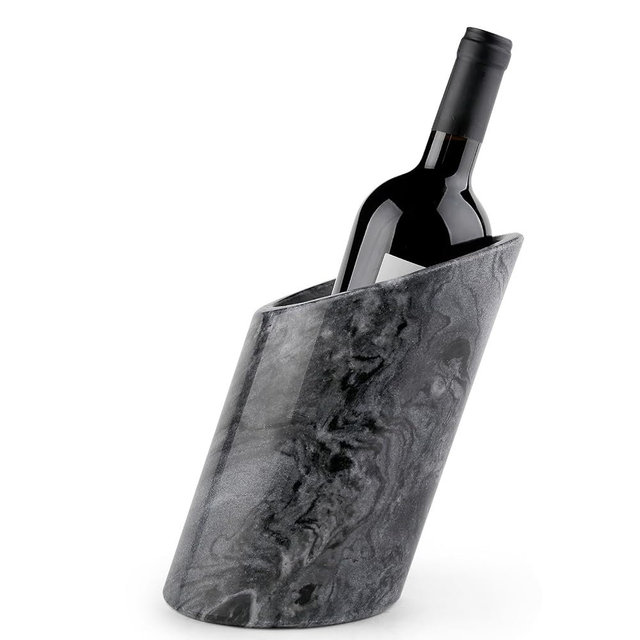 Marble Wine Bottle Chiller - Portable Tabletop Champagne Bucket Cooler for Cocktail Party Dinner Oblique-Monte Grigio