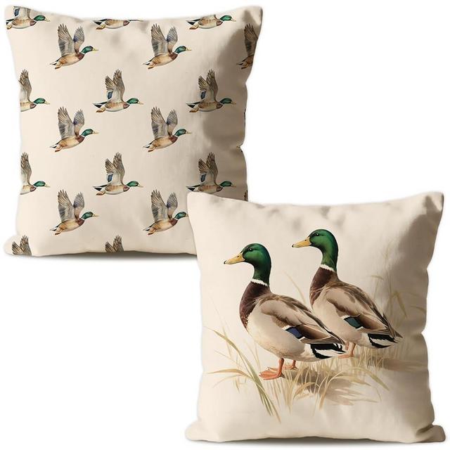 CosxHabitat Rustic Mallard Duck Hunting Pillow Covers 18x18 Set of 2, Mallard Duck Nursery Decor, Ducks Lover Gifts Decorative Throw Pillow Covers for Toddler Kids Boys Room Bedroom Home