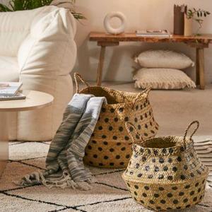 Polka Dot Wicker Basket - Set Of 2