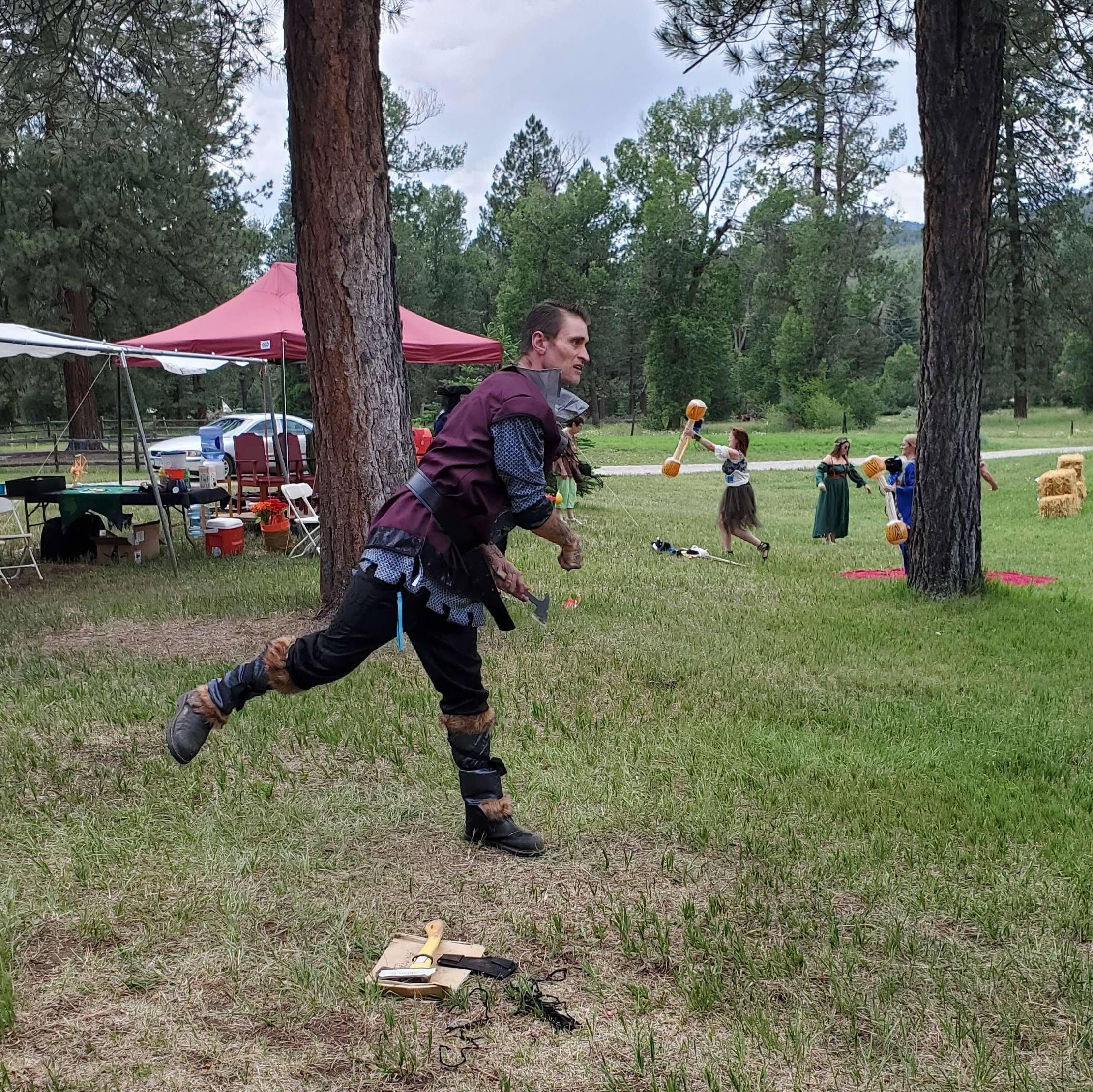 Frank's mad axe throwing skills. Look at that follow through.