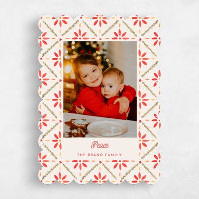 Beige Scalloped Holiday Card - Haverford