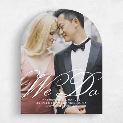 White Arch Wedding Save the Date - Arthur Portrait