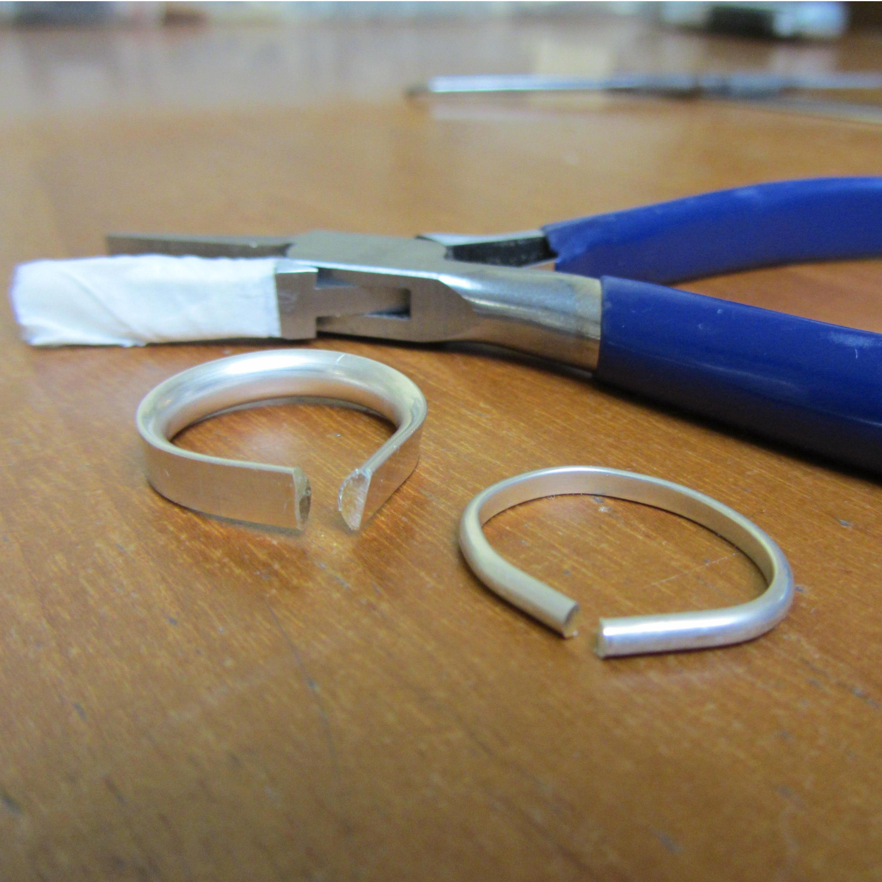 The middle stage of making our wedding bands.
