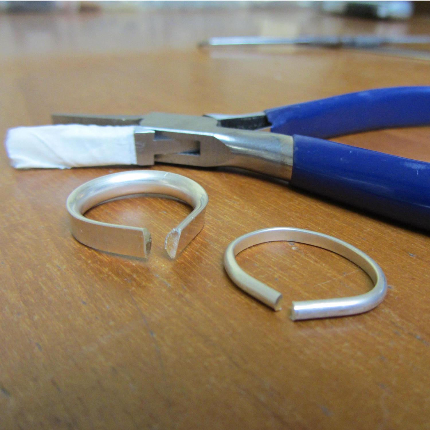 The middle stage of making our wedding bands.