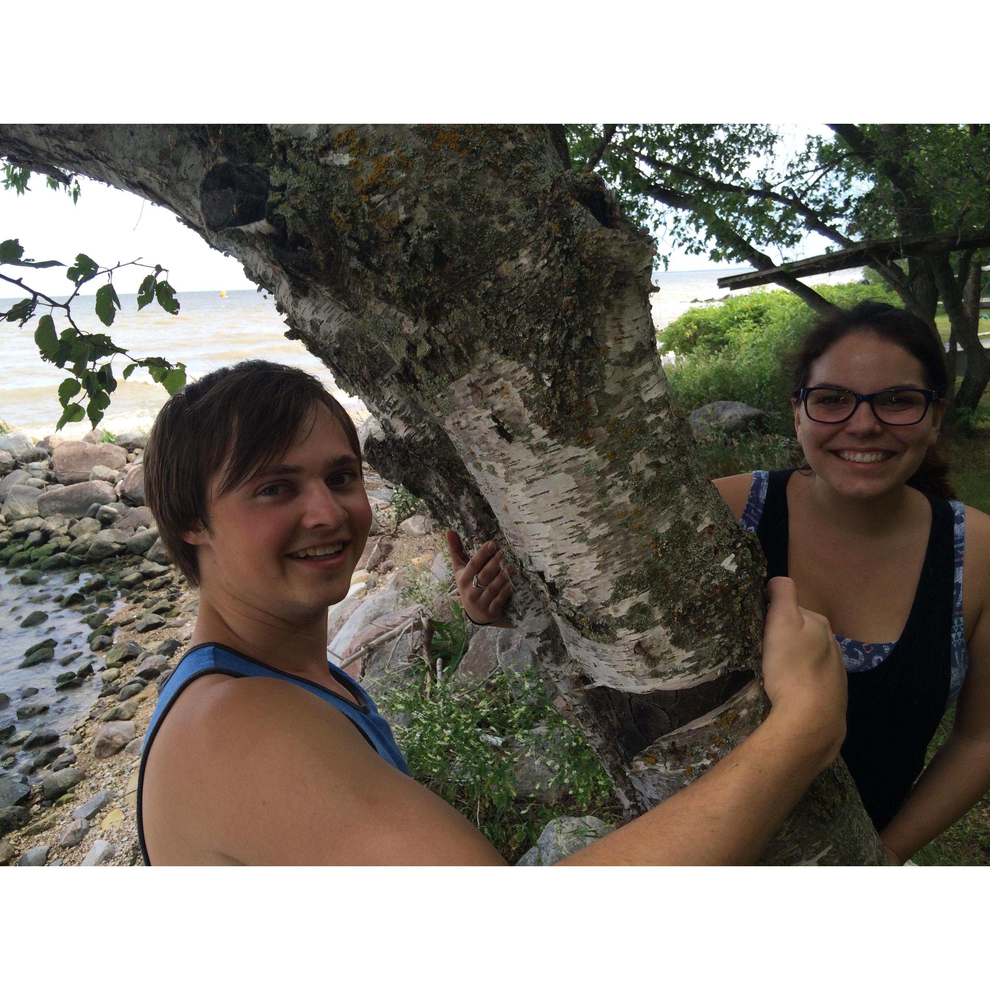 This is the tree at the lake we carved our initials into. It inspired our wedding invitations.