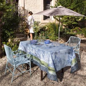 Coated tablecloth Jardin de paradis Light blue - 69"x98"