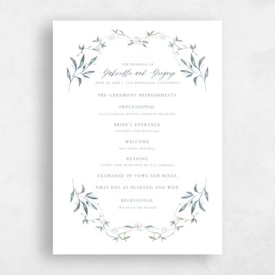 Deep Blue Spruce Wedding Program - Verdure
