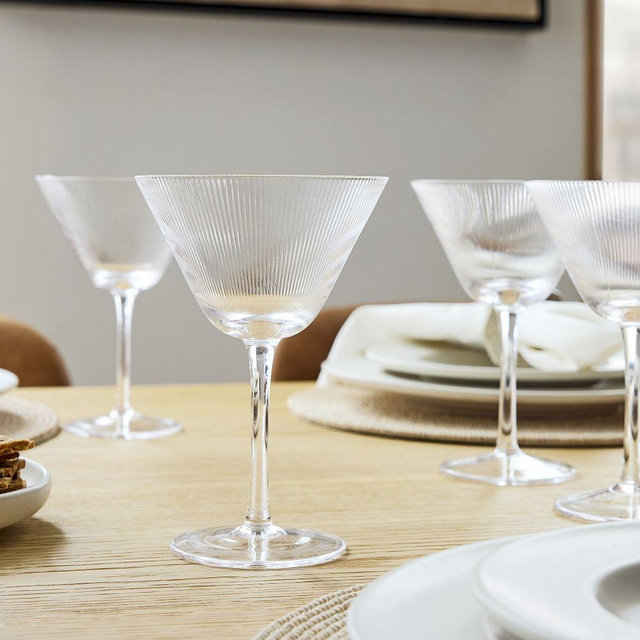 Fluted Glassware, Martini Glass, Set of 4
