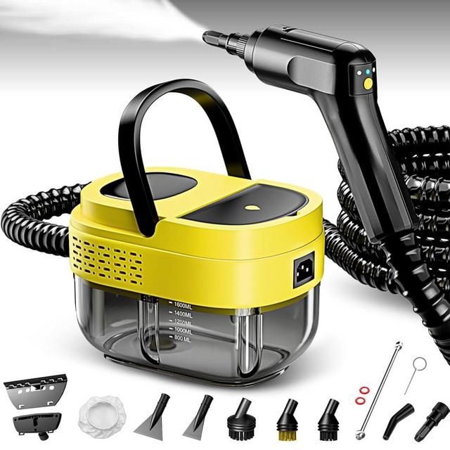 Steam Cleaner,2500W Steamer for Cleaning,15s Heat-Up,1.6L Tank,3-Level Adjustable Handle,Portable Steamer for Cleaning with 14PCS Accessories,Steam Cleaner for Home,Car,Dirt,Grease,Grout,Tile,Couch