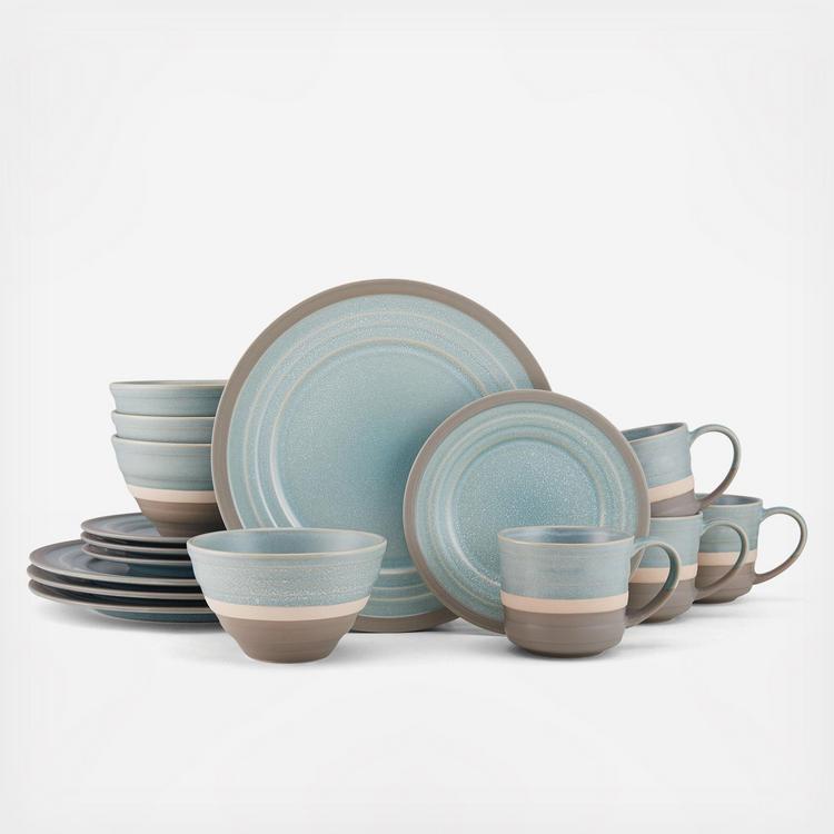 Maddox Teal Stoneware 12-Piece Dinnerware Set Kitchen Accessories