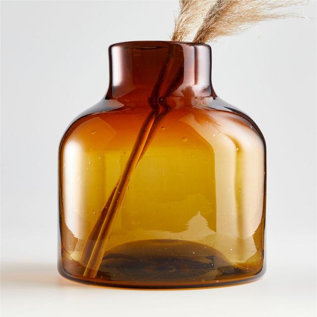 Poe Large Amber Glass Vase