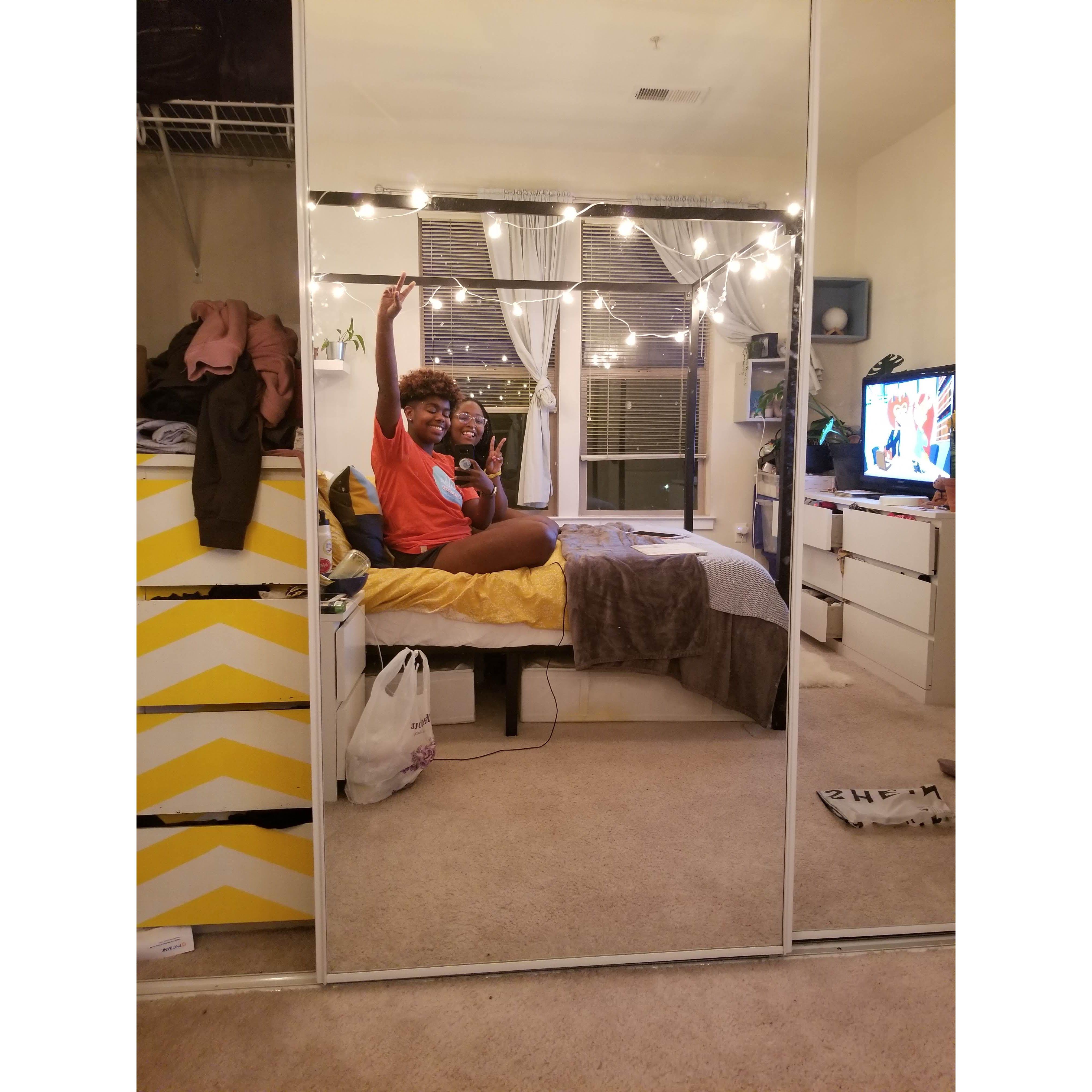 Us living in our first apartment together with no roommates.