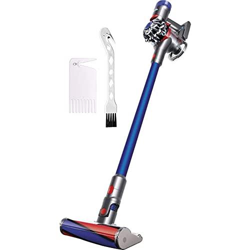 Dyson V7 Fluffy Cordless Stick Vacuum Cleaner: for Hardwood Cleaning, Ergonomic Handle, Bagless, Built-in Battery, Lightweight, Height Adjustable, Iron/Blue, Bundle W/GM Cleaning Brush Accessory