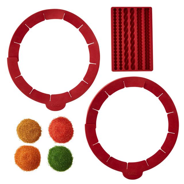 Wilton Silicone Pie Baking and Decorating Set, 6-Piece - Silicone Pie Mold, Pie Shield, Fall Colored Sugars