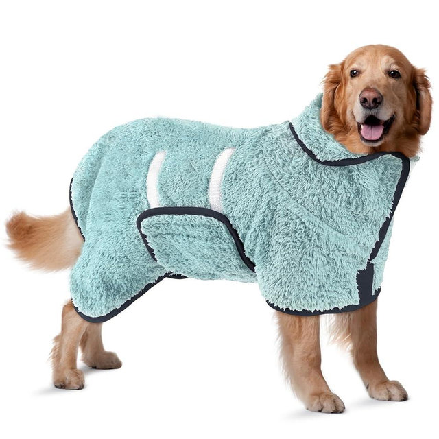 Bienbee Dog Bathrobe, Quick Drying Super Absorbent Dog Robes for After Bath, Warm Keeping Dogs Towel, Dogs Bath Supplies, Light Green XL