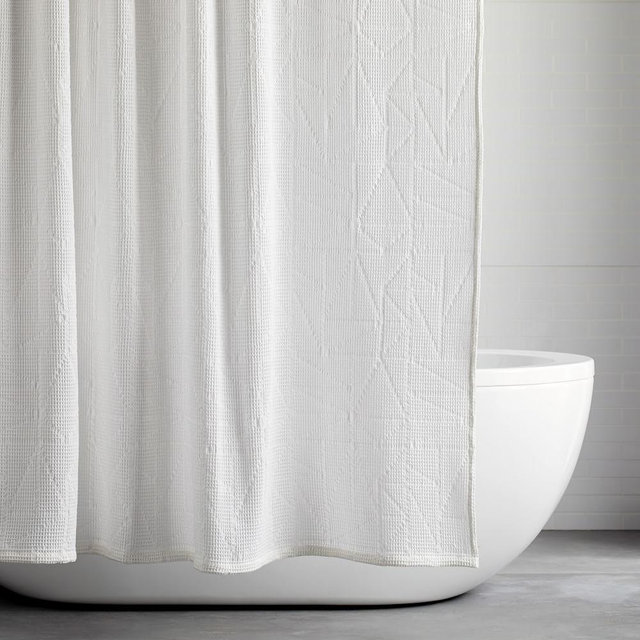 Organic Triangle Waffle Shower Curtain, White, 72"x74"
