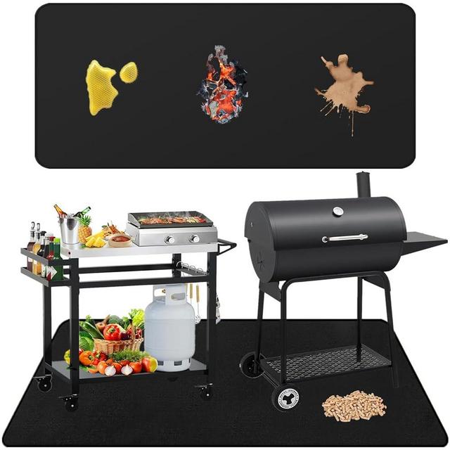 Falezern 48 X 30 in Under Grill Mat for Outdoor Grill Deck Protector Large, Square Fireproof Fire Pit Floor Protector Mat for Under Fire Pit, BBQ Grill Matt for Under Grill, Fireplace, and More.