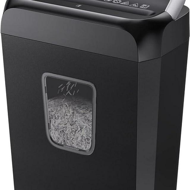 Bonsaii Paper Shredder for Home Use,6-Sheet Crosscut Paper and Credit Card Shredder for Home Office with Handle for Document,Mail,Staple,Clip-3.4 Gal Wastebasket(C237-B)