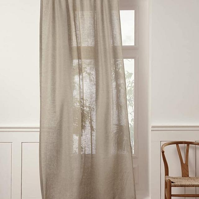 Solino Home 100% Pure Linen Sheer Curtain – 52 x 63 Inch Natural Rod Pocket Window Panel – Handcrafted from European Flax