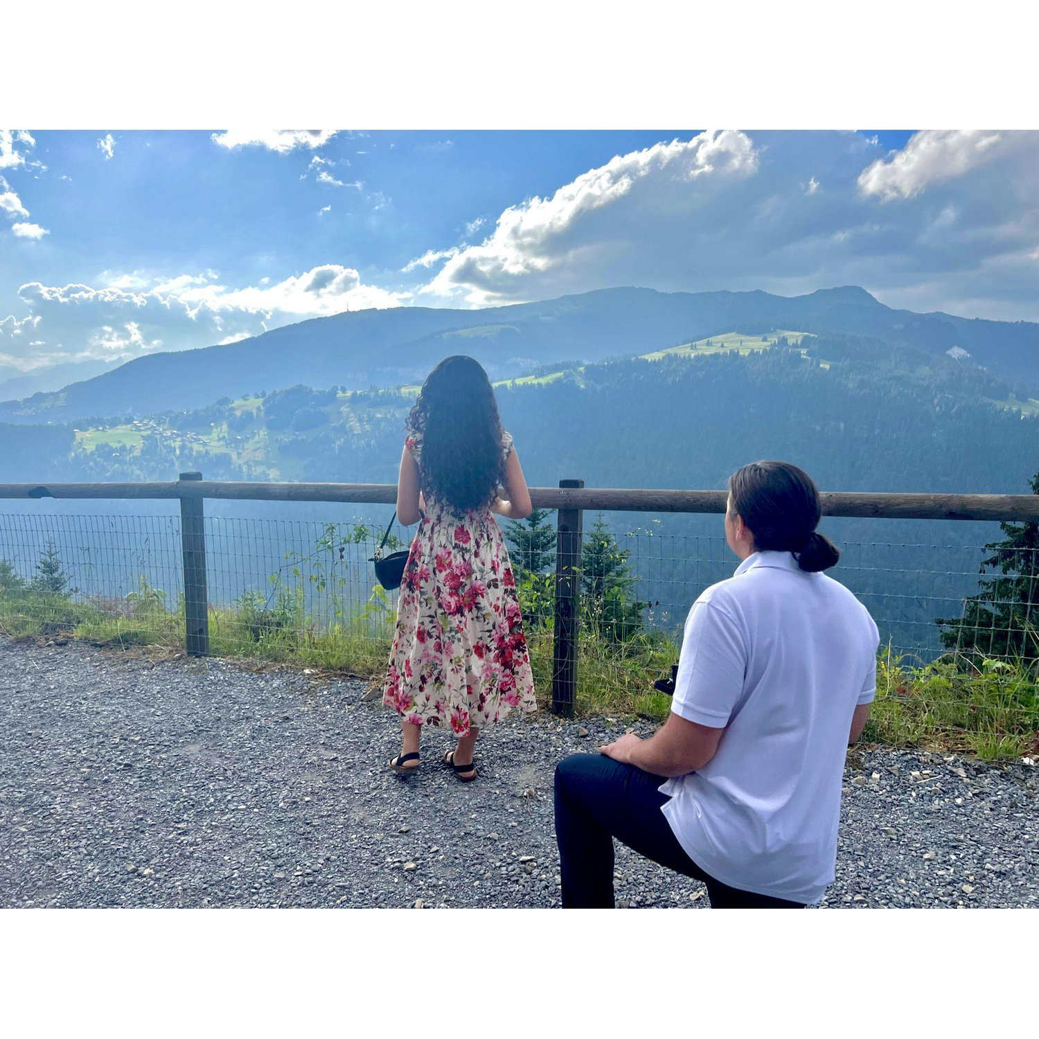 Tyler asked me to film some paragliders jumping off the peaks across from us, little did I know he was on his knee waiting for me to turn around!