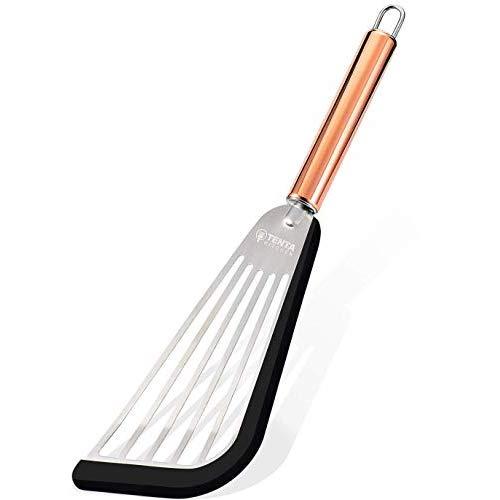 TENTA TENTA KITCHEN Ultra Flexible Stainless Steel Spatula With Silicone Top Soft Edge Slotted Spatula Turner Gold Handel(1pc)