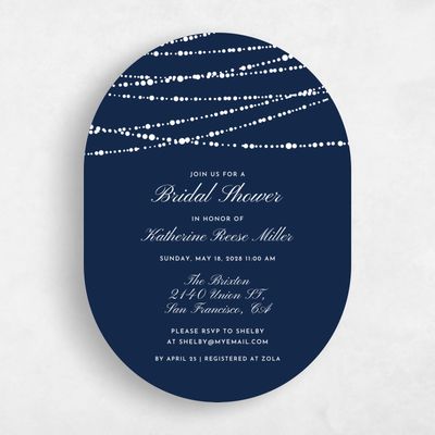 Blue Oval Wedding Wedding Shower Invitation - Moonlight Portrait