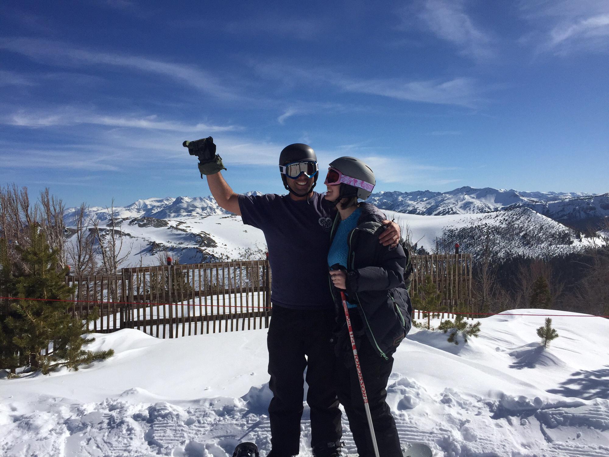 Sarah learning to ski for the first time