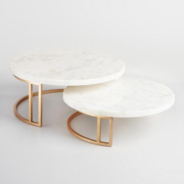 White Marble and Gold Metal Pedestal Stand