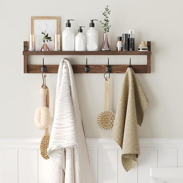 Wall Shelf Rack - 28.9 Inch, Brown