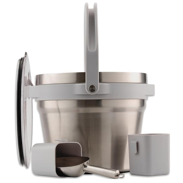 Large Insulated Ice Bucket with Lid – Stainless Steel Ice Bucket and Scoop – Ice Buckets for Parties, Bars – Ice Bucket with Lid and Scoop – Outdoor Ice Bucket, Cocktail Use (Natural Stainless)