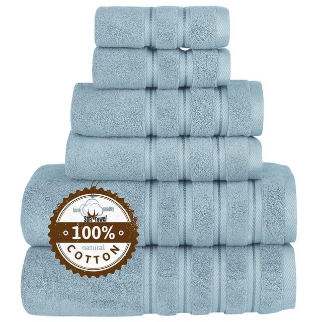 Sofi Luxury 700GSM Towels Bathroom Sets 6 Piece Soft Turkish Cotton Bath Towel Set Spa Towels Lint Free Light Blue