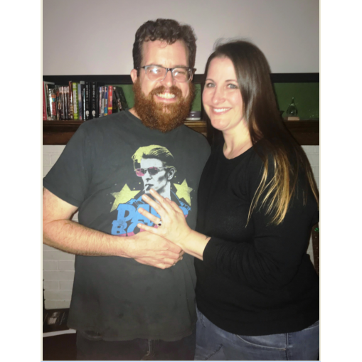 Post-engagement! Taken right after Matt surprised me, surrounded by our children and our friends in our home in Nebraska City, October 2018