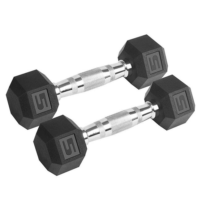 LIONSCOOL PVC Encased Hex Dumbbell in Pairs or Single, Premium Hand Weight with Metal Handle for Strength Training, Resistance Training, Build Muscle and Full Body Workout, 5-60lbs Free Weights