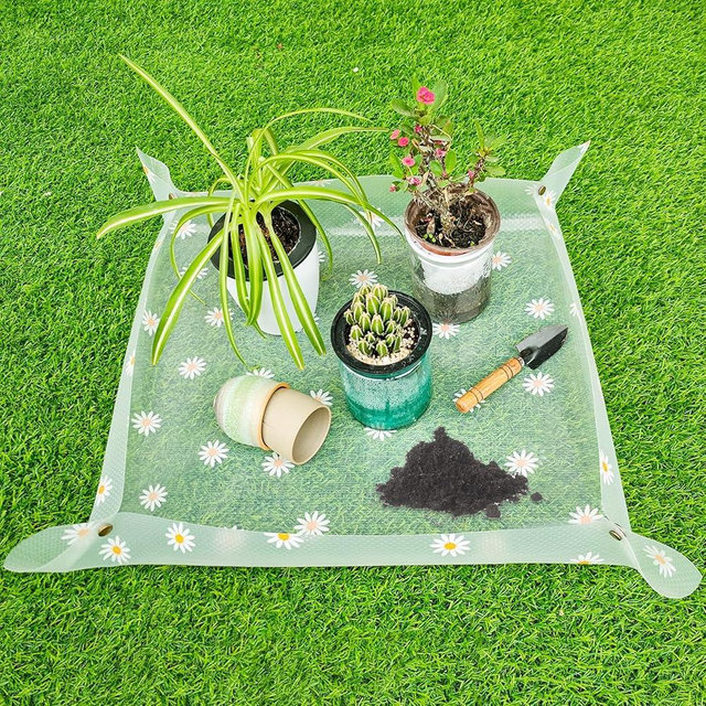 Repotting Mat for Indoor Plants Waterproof Clear Potting Mat Foldable Gardening Mat Plant Potting Repotting Tray to Control Potting Soil Indoor Plant Garden Accessories Gifts for Plant Lovers 23.6"