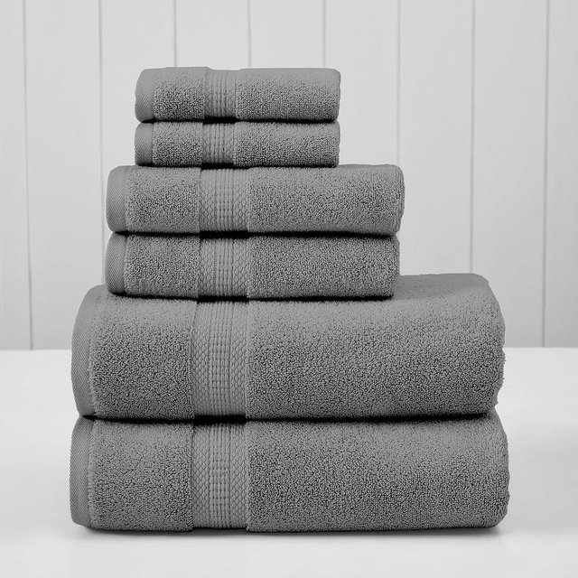 Modern Threads 6-Piece Rayon from Bamboo & Cotton Blend Towel Set - Ultra Soft & Absorbent, Gray