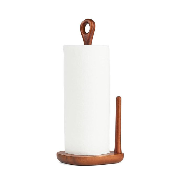 nambe Portables Paper Towel Holder | Wooden Paper Towel Stand for Countertop | Made of Acacia Wood