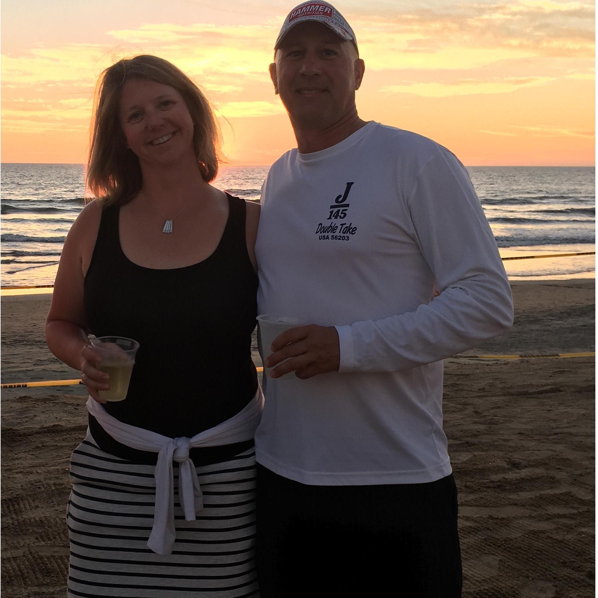 On the beach in Mexico racing in the Banderas Bay Regatta after we got engaged in Tampa.