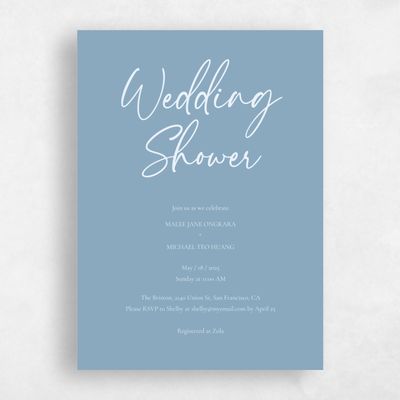 Slate Blue Wedding Wedding Shower Invitation - Santorini Type