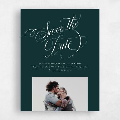 Green Typography Wedding Save the Date - Hunter Portrait