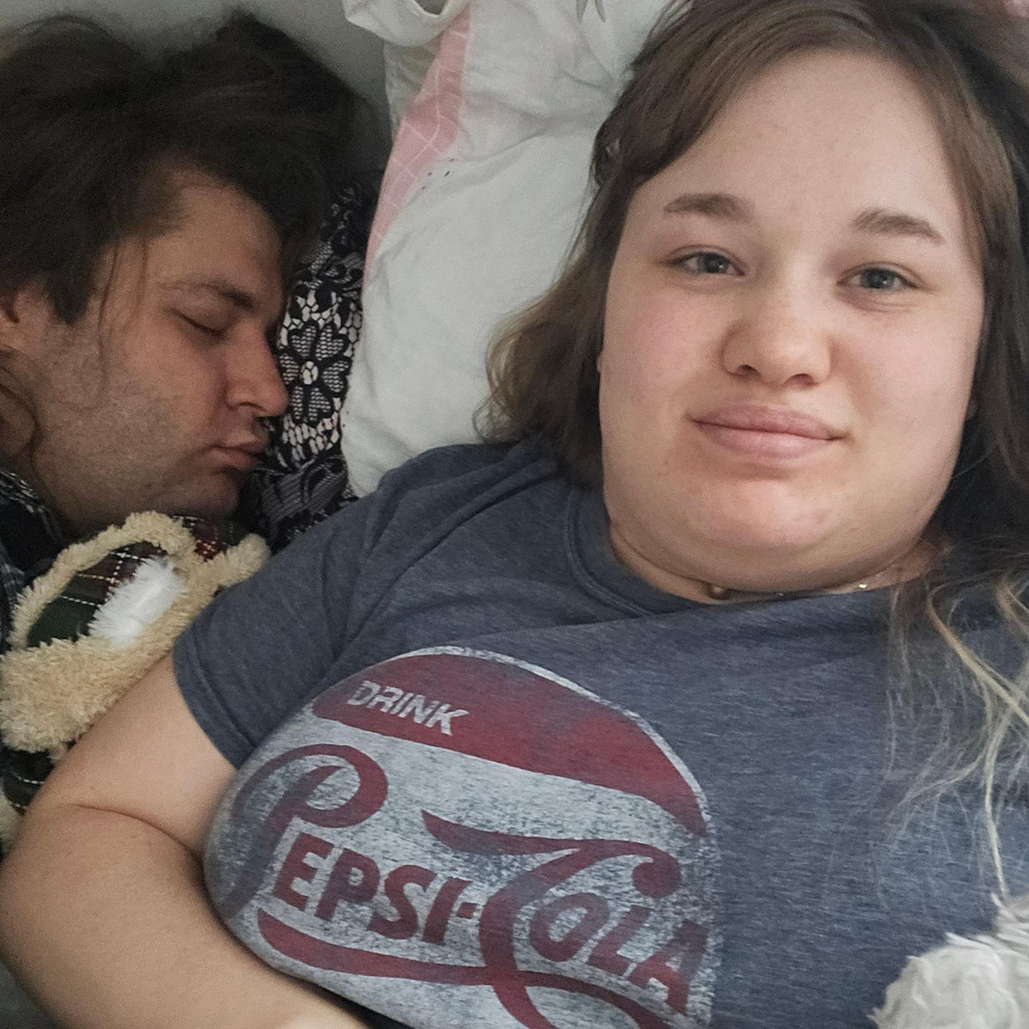 Our first picture together...he was sleeping lol