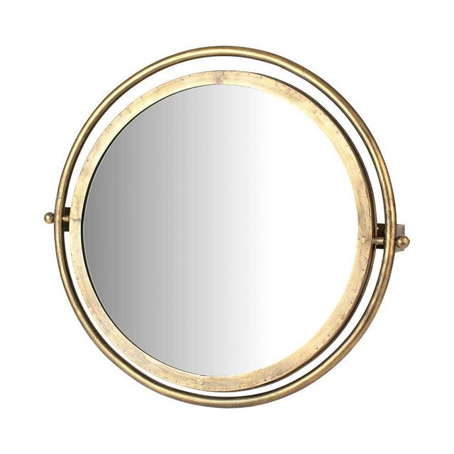 Round Wall Mirror With Adjustable Bracket, Large, Antique Brass